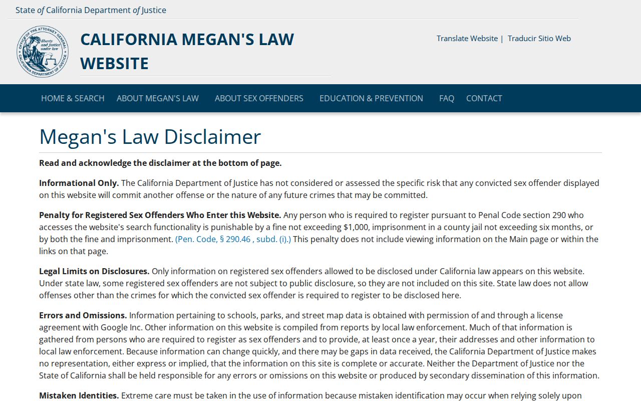 California Megan's Law photo source for Merced County released inmate records